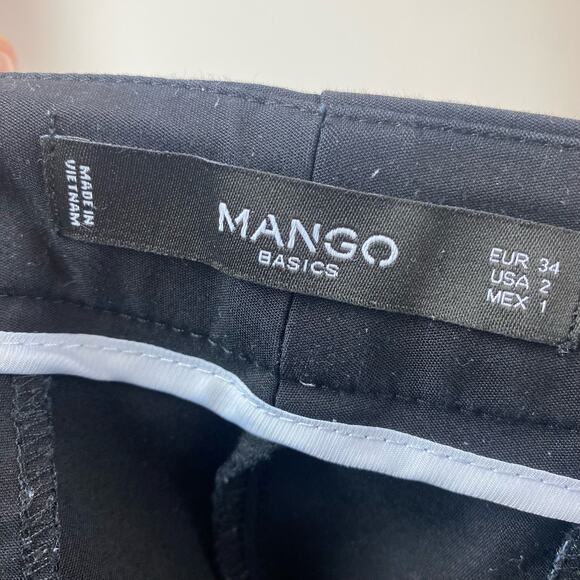 Mango Blue Career Mid Rise Ankle Stretch Straight Leg Pockets Trouser Pants Sz 2 - Picture 7 of 7